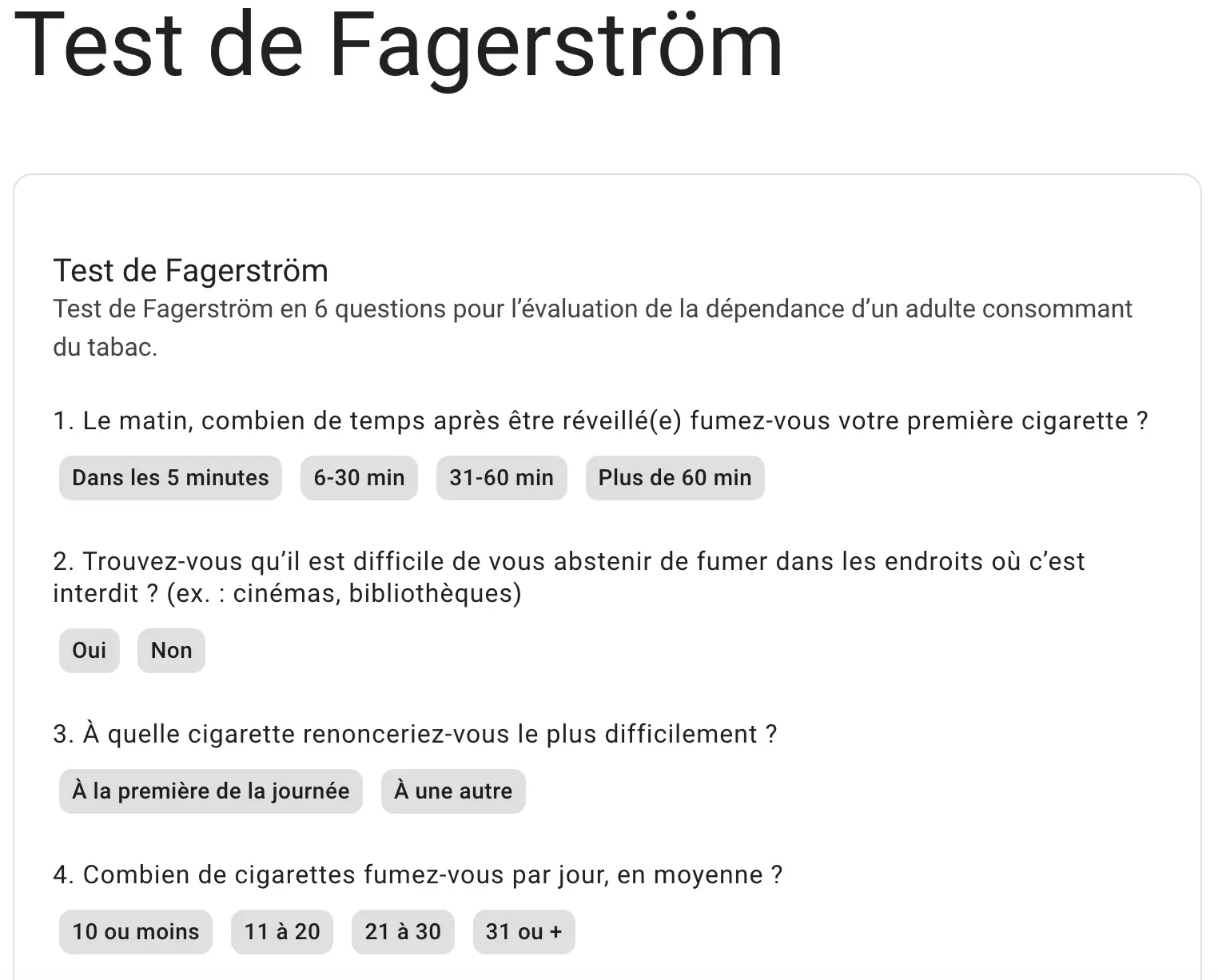 Évaluer votre dépendance à la nicotine